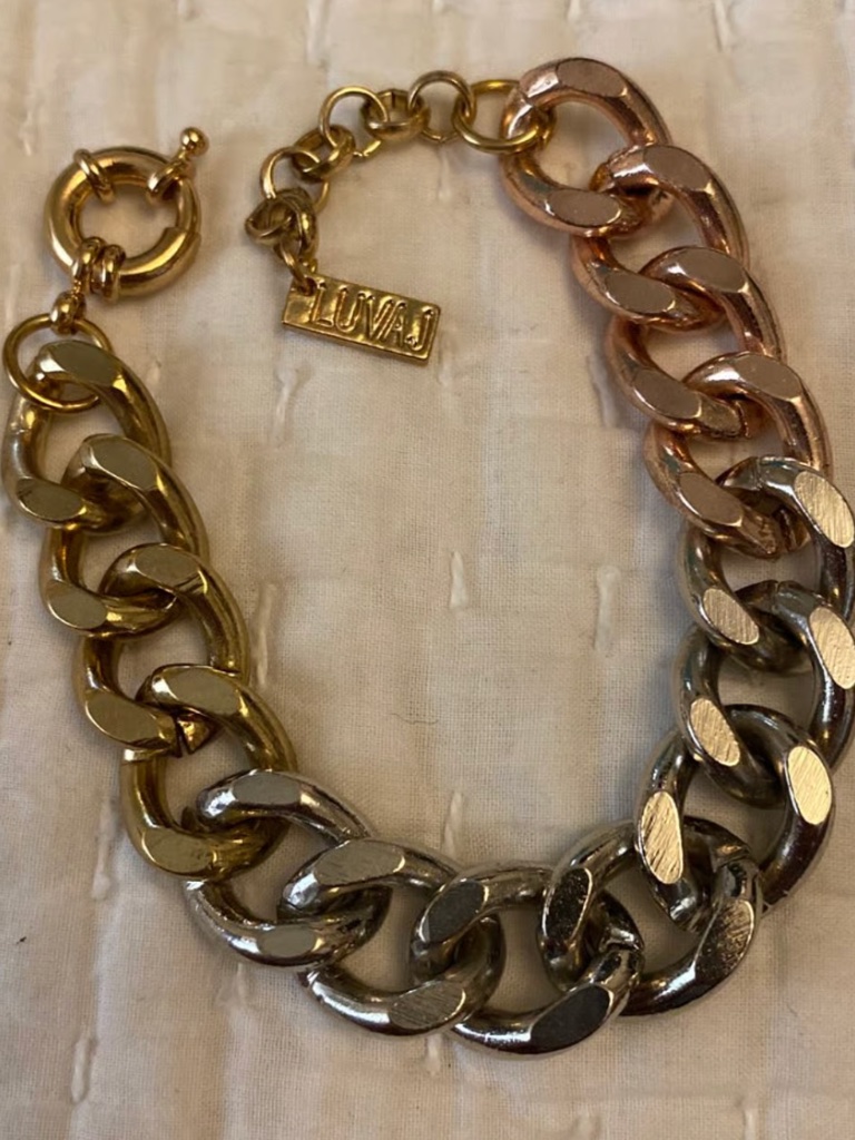 Luv Aj Tri-Tone Chunky Chain Bracelet Gold Silver Rose Gold Statement 19$